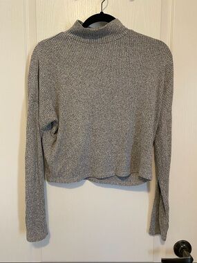 Garage Grey Ribbed Mock Neck Sweater